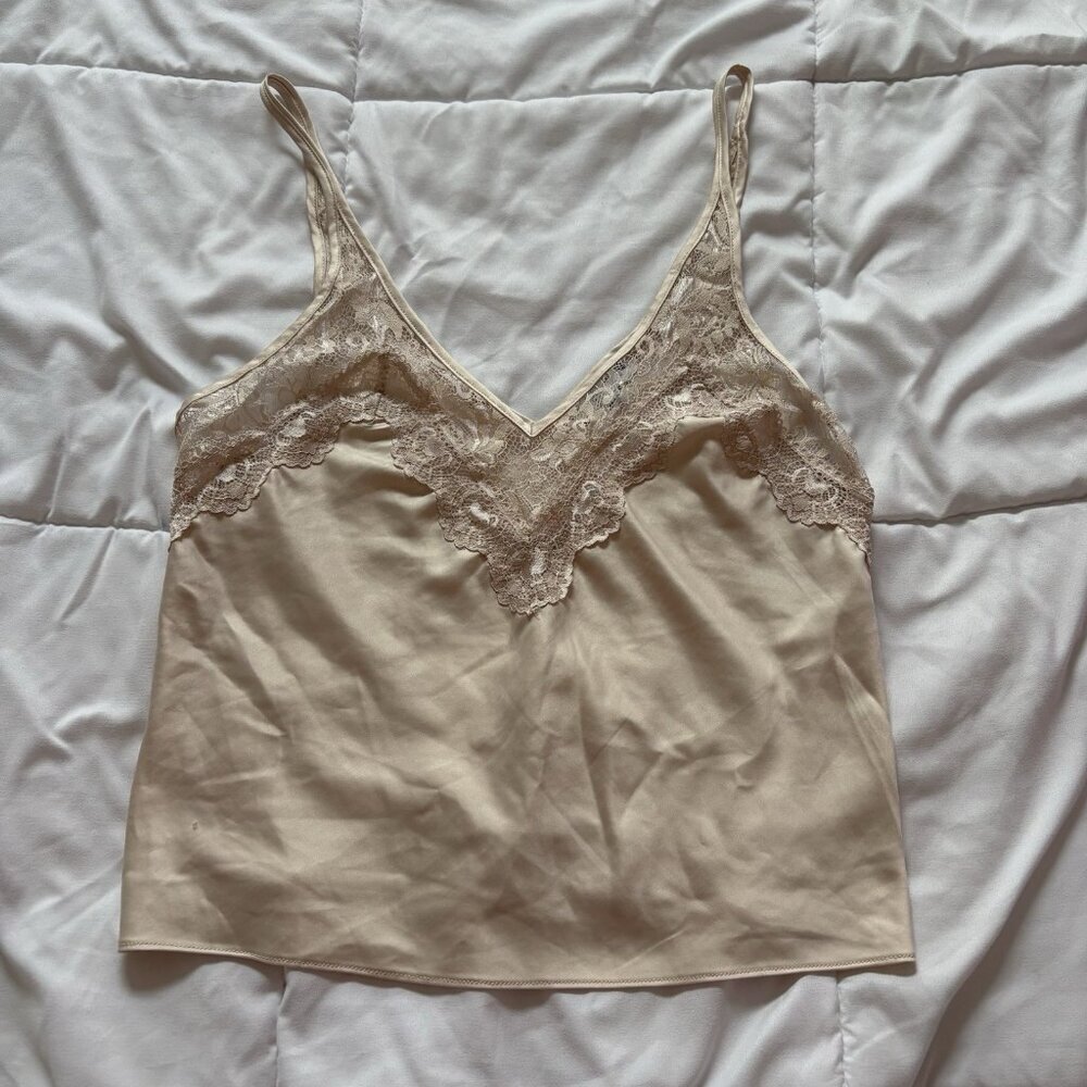 Vintage 90s‎ Womens Small Baby Doll Cami Y2K Grunge Indie Coquette Beige Sexy